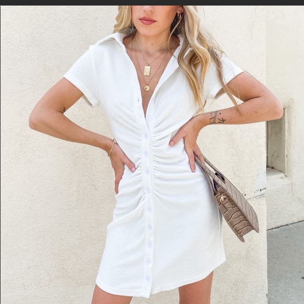 BEIGE BOTANY DRESS WHITE TERRY SIZE LARGE